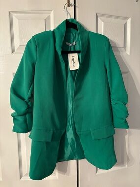 Emerald Open-Front Blazer Jacket by